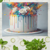 Explosie van vreugde - Happy Birthday Cake Theedoek (Gevouwen)