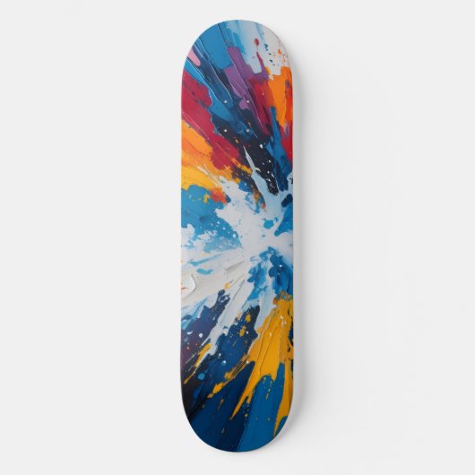 Explosief Abstract Skateboard Deck – Levendige kle (Voorkant)