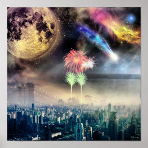 Explosief Patriottisch Vuurwerk Vier met een Knal Poster