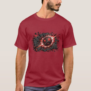 Explosieve Lava Voetbal Comic Art Design T-shirt