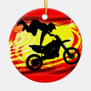 Explosieve motorkruis keramisch ornament