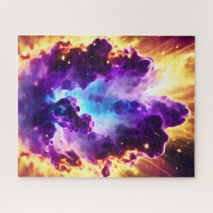 Explosieve nebula vuurkosmische hemd gestoord land legpuzzel