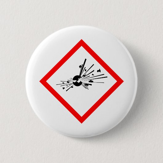 Explosieve waarschuwingsbord ronde button 5,7 cm (Voorkant)