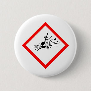 Explosieve waarschuwingsbord ronde button 5,7 cm