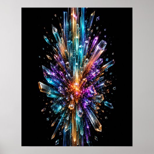 Explosion de cristal radieux Affiche abstraite 3D (Devant)
