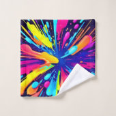 Explosion de peinture néon sur toile foncée (Gant de toilette)