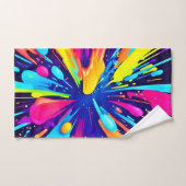 Explosion de peinture néon sur toile foncée (Serviette à main)