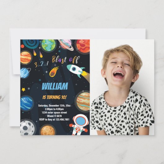 Explosion de Rocket Espace Extérieur Invitations A (Devant)