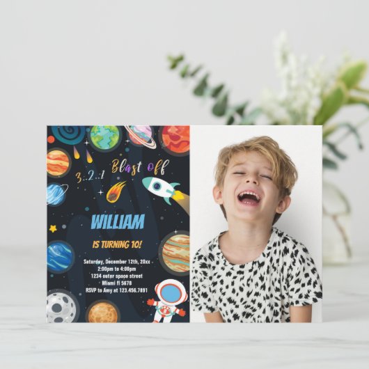 Explosion de Rocket Espace Extérieur Invitations A (Debout devant)