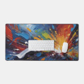 Explosion d'huile abstrait bleu jaune vibrant (Clavier et souris)