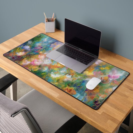 Explosion florale cosmique abstraite dans des coul (Bureau 2)
