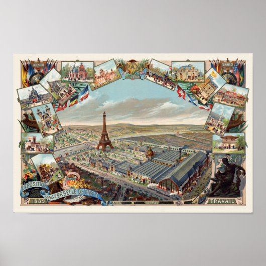 Exposition Universelle Paris Poster vintage 1889 (Devant)