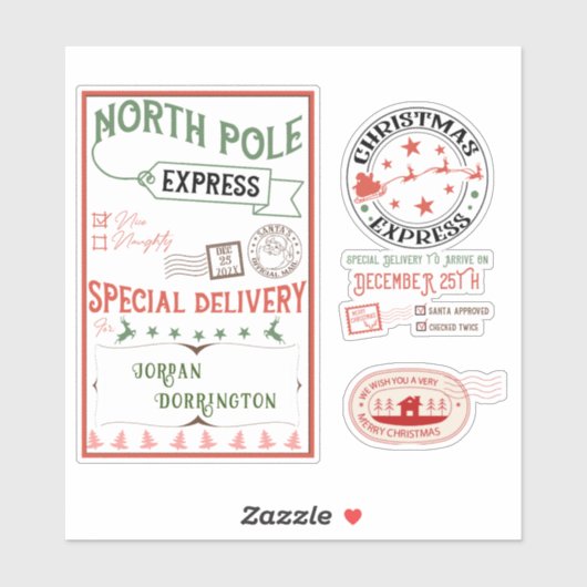 Express levering Noordpool Santa Mail geschenken w Sticker (Vel)