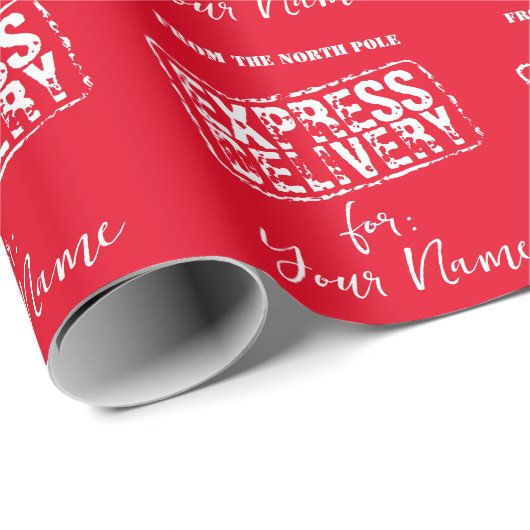 Express levering van North Pole aangepaste kerst Cadeaupapier (Rol Hoek)