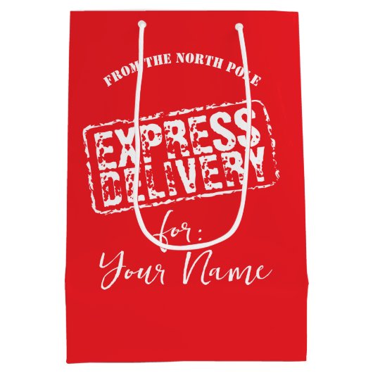 Express levering van North Pole aangepaste kerst Medium Cadeauzakje (Achterkant)