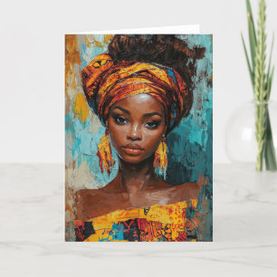 Expressief Afrikaans geïnspireerd portret Bedankkaart