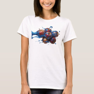 Expressief Blauw Abstracte Appel Artistiek Motief T-shirt