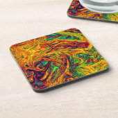 Expressief levendig kleurenpatroon bier onderzetter (Linkerzijde)