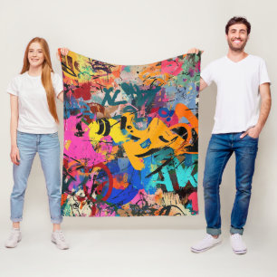 Expressief straat kunst muurschildering in heldere fleece deken