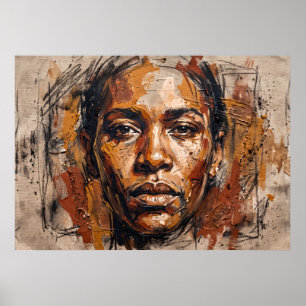 Expressief Zwart Vrouwen Portret Poster