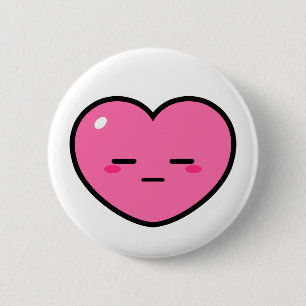 Expressieloos roze hart ronde button 5,7 cm