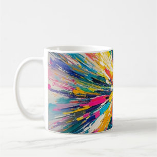 Expressieve abstracte kleurrijke muurkunst poster koffiemok