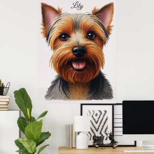 Expressieve Close-up Yorkshire Terrier Hond Portre Poster