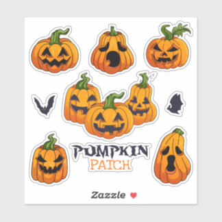Expressieve en eng griezelig cute gesneden pompoen sticker