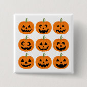Expressieve gelukkige Jack-O'-Lanterns Vierkante Button 5,1 Cm (Voorkant)