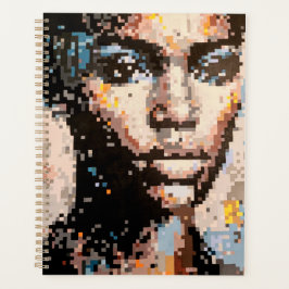 Expressieve gepixeliseerde portret planner