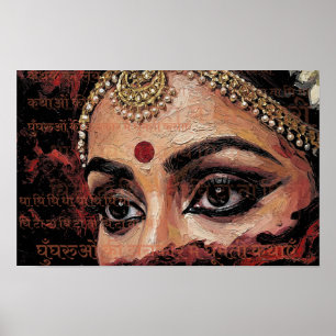 Expressieve Kathak Danseres Ogen Culturele Muurkun Poster