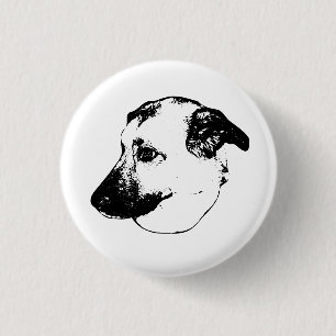 Expressieve lijn, hond knop ronde button 3,2 cm