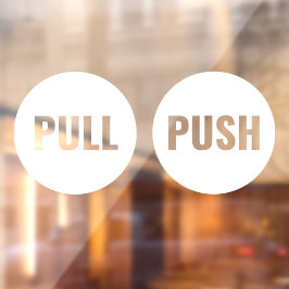 Expressieve moderne witte PUSH Business Store-deur Raamsticker