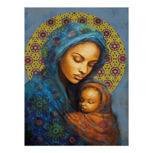 Expressieve Moederschap Muur Kunst op Glanzend Pos Perfect Poster