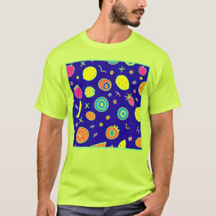 Expressieve neon fruit artistry patroon t-shirt