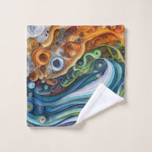 Expressieve Quilled Oceaangolf Zonsondergang