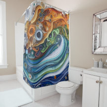 Expressieve Quilled Oceaangolf Zonsondergang