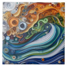 Expressieve Quilled Oceaangolf Zonsondergang