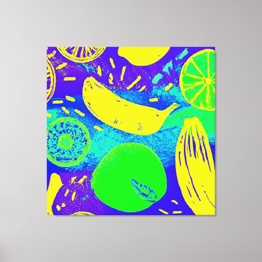 Expressieve Vruchten Neon Kleur Patroon Art Canvas Afdruk (Voorkant)