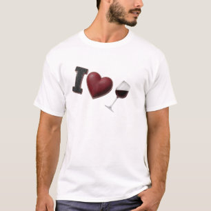 Expressieve Zwarte I LOVEW WINE Mode Kunst T-shirt