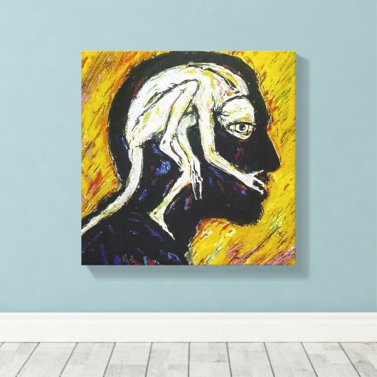 Expressionist Abstract in Yellow & Black Canvas Afdruk (Insitu (Houten vloer))