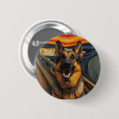 Expressionist Angst Painting German Shepherd Ronde Button 5,7 Cm (Voorkant /achterkant)