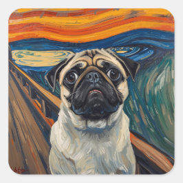 Expressionist Angst Painting–Inspired Pug Art Vierkante Sticker