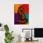 Expressionist Fox in Color Fields Wall Art Poster (Bureau à domicile)