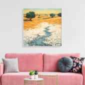 Expressionist Impasto Drought Landscape Canvas Afdruk (Insitu (Woonkamer))