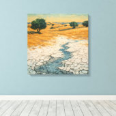 Expressionist Impasto Drought Landscape Canvas Afdruk (Insitu (Houten vloer))