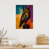 Expressionist Owl in Color Fields Abstract Poster (Cuisine)