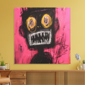Expressionist Visage: High-Contrast Canvas Afdruk (Insitu (Woonkamer))
