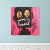 Expressionist Visage: High-Contrast Canvas Afdruk (Insitu (Houten vloer))