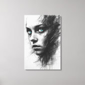 Expressionistisch Portret op Canvas met Houtskool Afdruk (Voorkant)